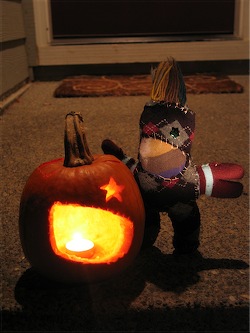 toby carves a pumpkin